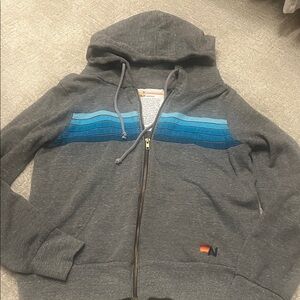 Aviator Nation Gray and Blue Zip Up Hoodie